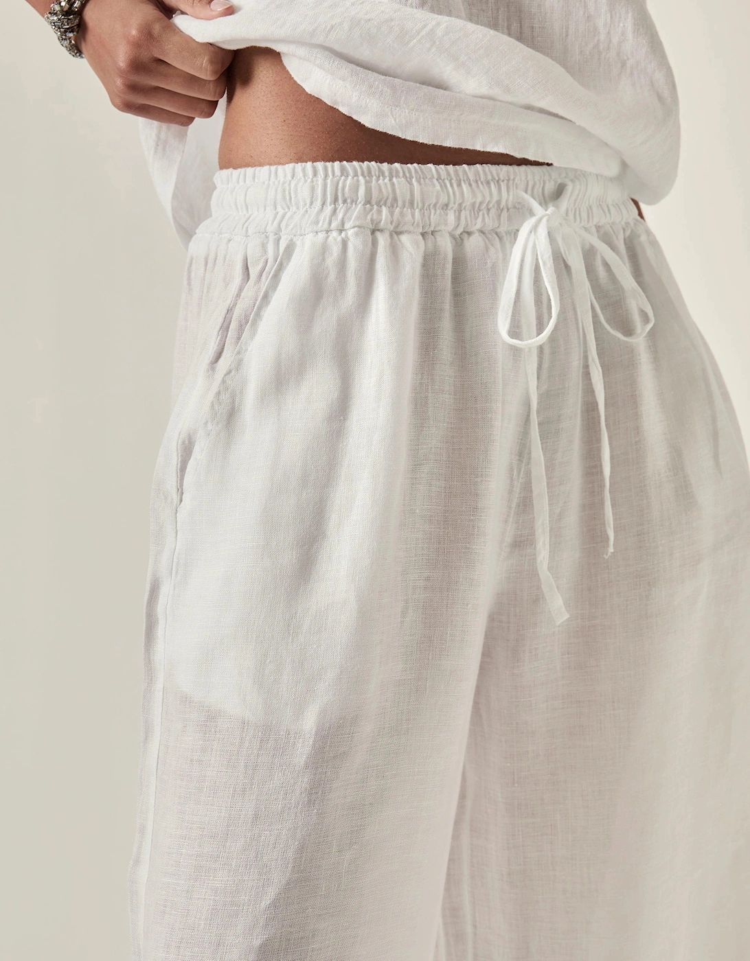 White Pure Linen Trousers