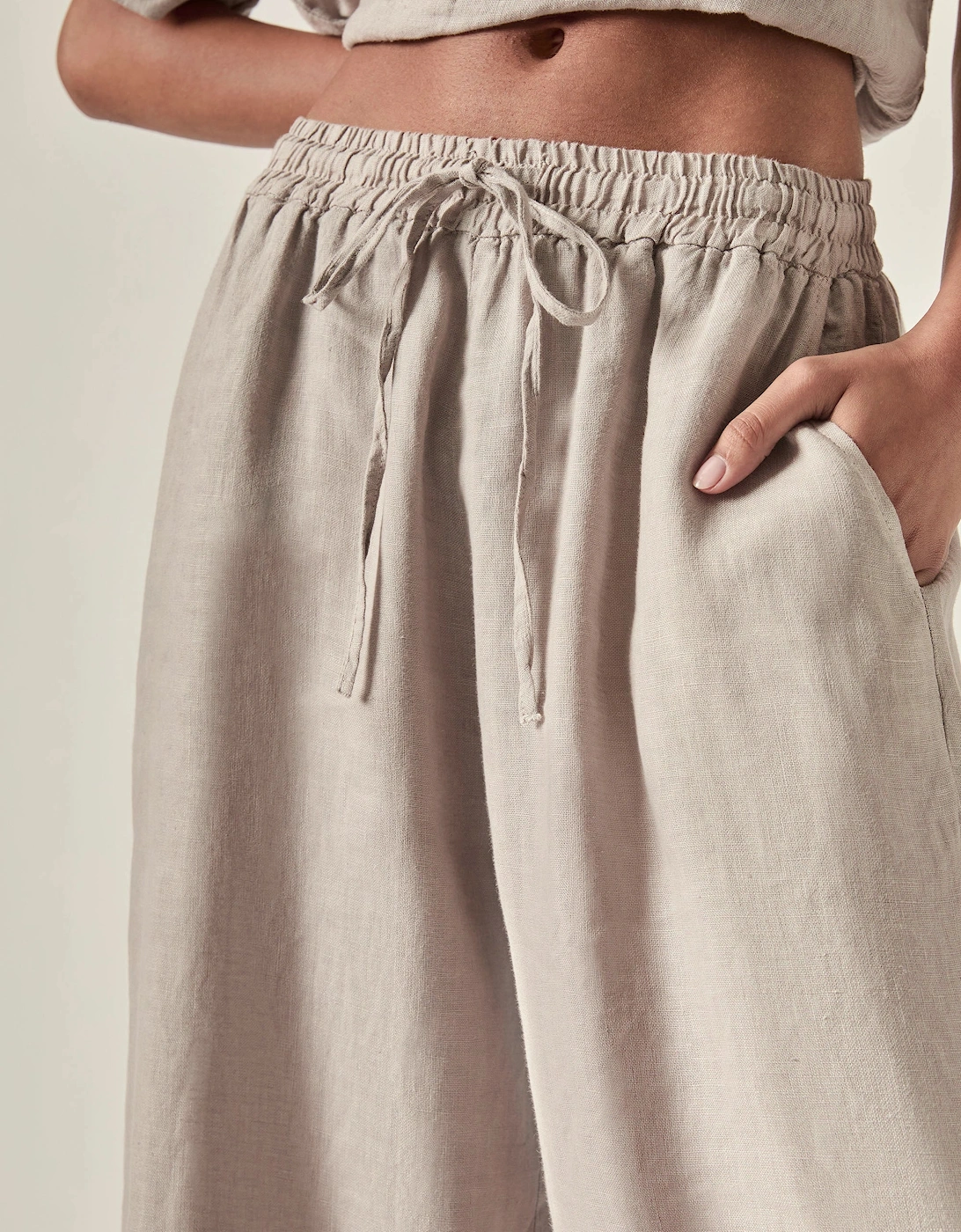 Taupe Pure Linen Trousers