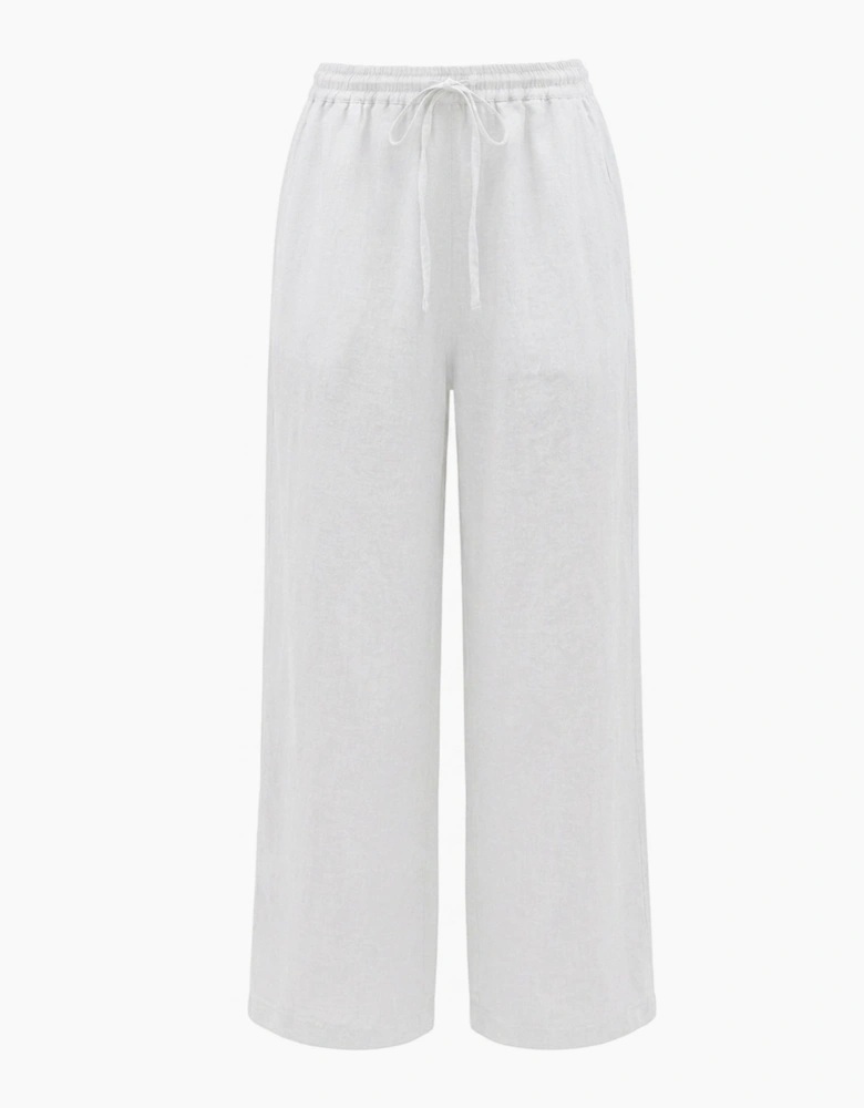 White Pure Linen Trousers