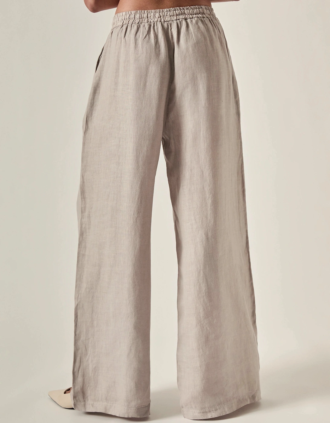 Taupe Pure Linen Trousers