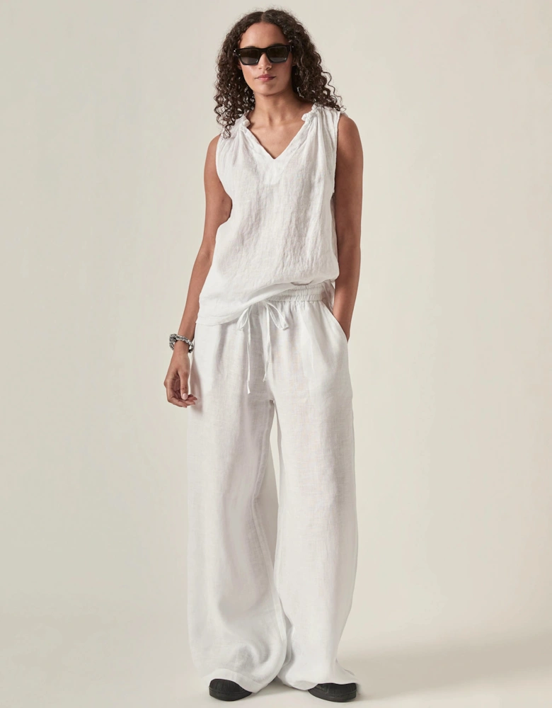White Pure Linen Trousers
