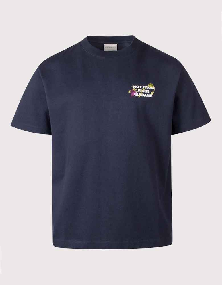 Relaxed Fit Vine Embroidered Slogan T-shirt