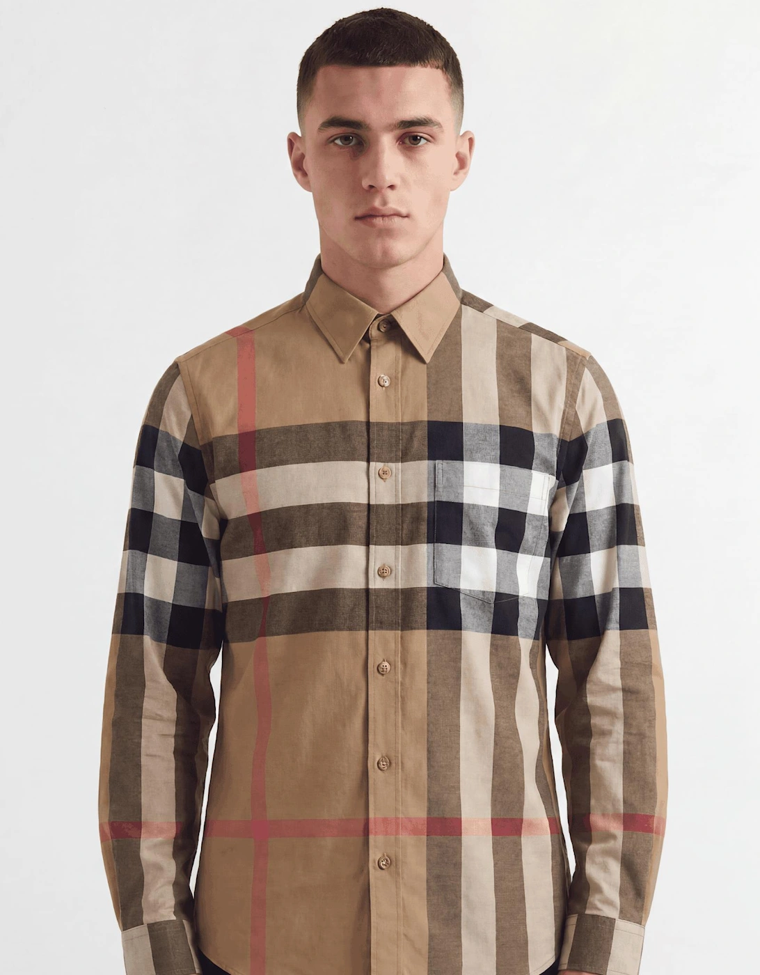 Burberry 'Claverdon' Check Shirt in Taupe Brown