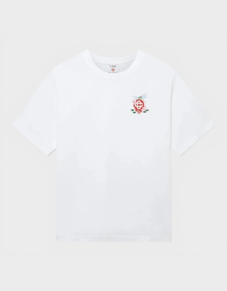 Dragonfly Floral Printed Oversized T-Shirt White