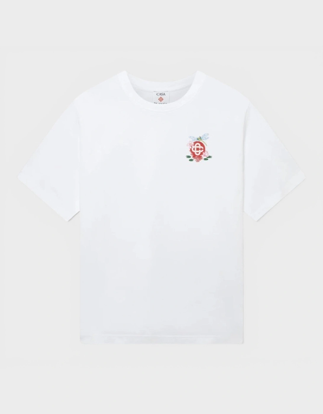 Casablanca Men's White Dragonfly Floral Printed Oversized T-Shirt - Size 40