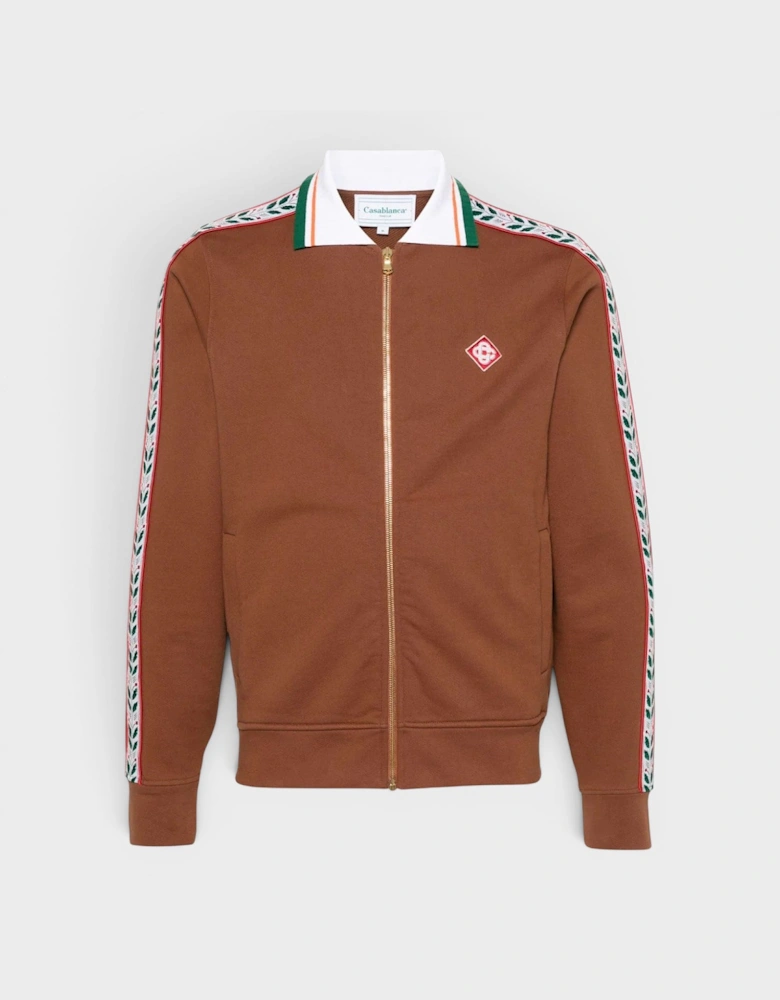 Motosport Laurel Tape Zip Through Sweatshirt Brown