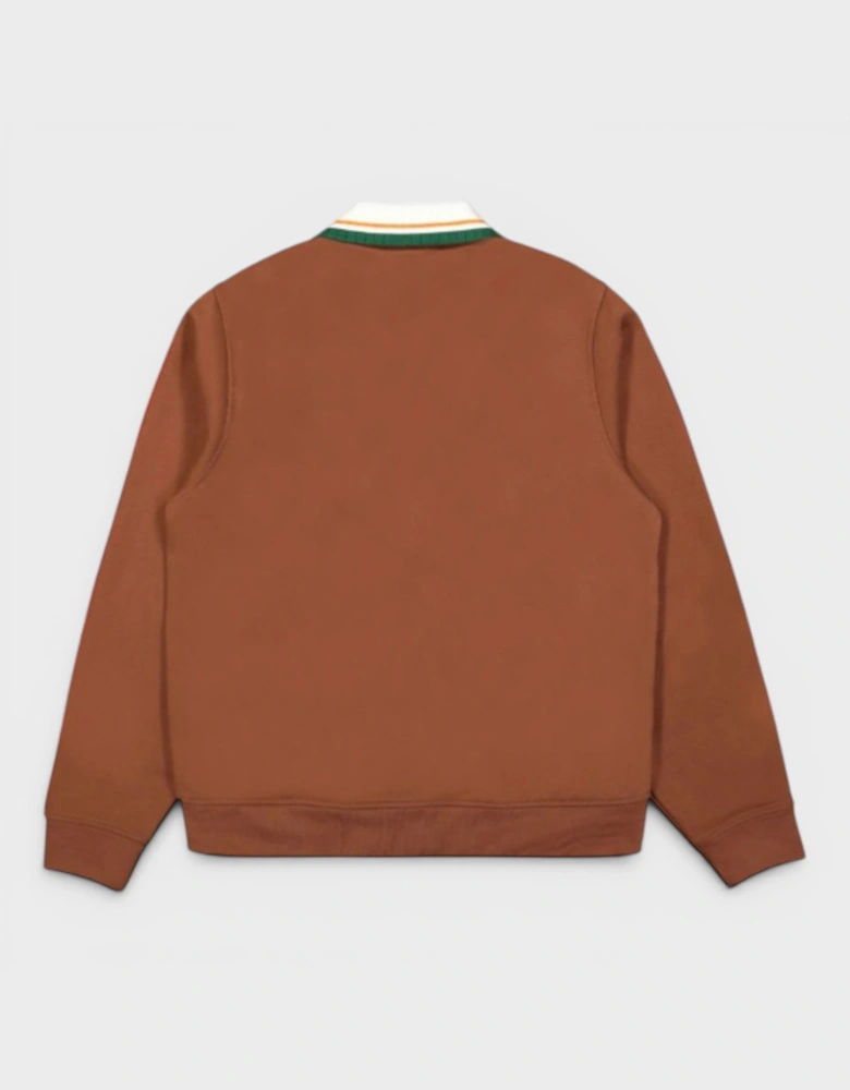 Motosport Laurel Tape Zip Through Sweatshirt Brown