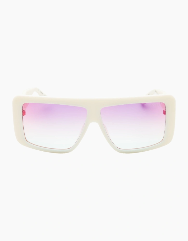 Guess Gradient Or Mirror Violet Lens White Sunglasses
