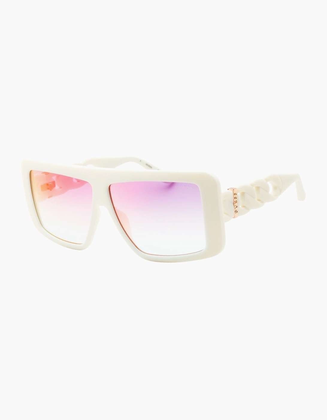 Guess Gradient Or Mirror Violet Lens White Sunglasses