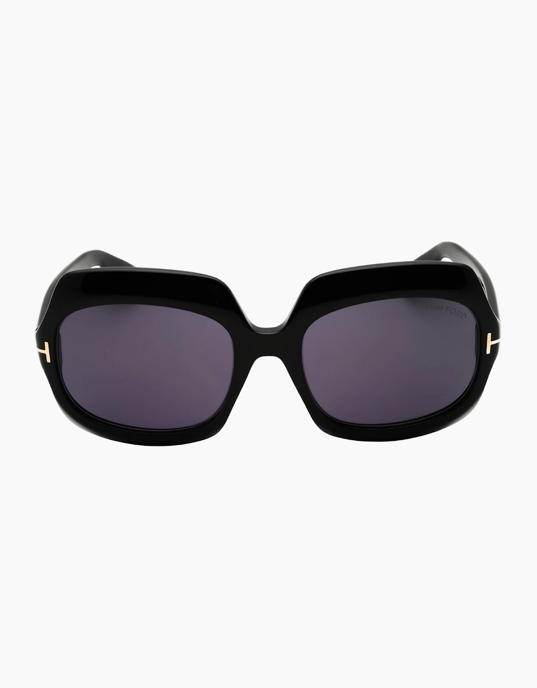 Tom Ford Shiny Black Oversized Smoke Sunglasses