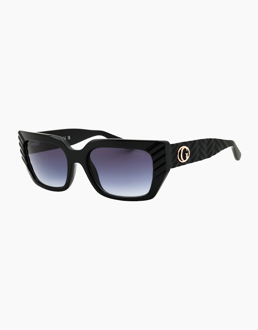 Guess Shiny Black Frame Gradient Smoke Lens Sunglasses