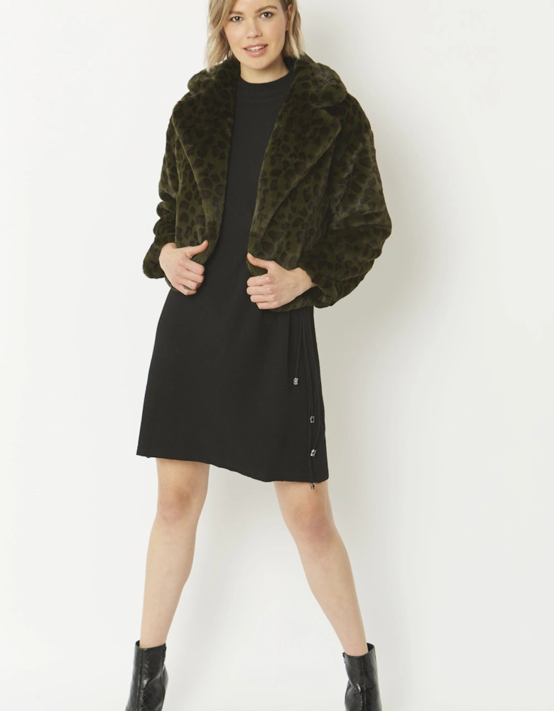 Green Faux Fur Cropped Coat