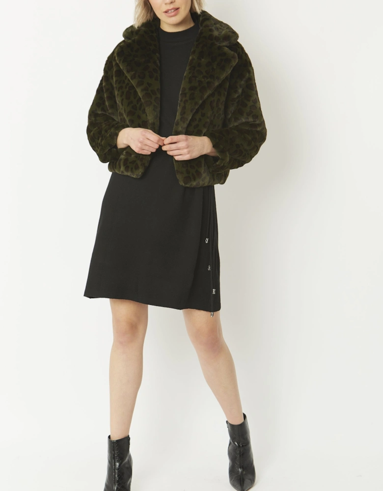 Green Faux Fur Cropped Coat