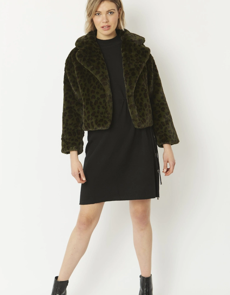 Green Faux Fur Cropped Coat