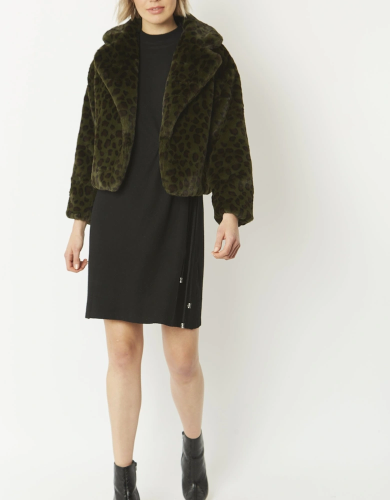 Green Faux Fur Cropped Coat