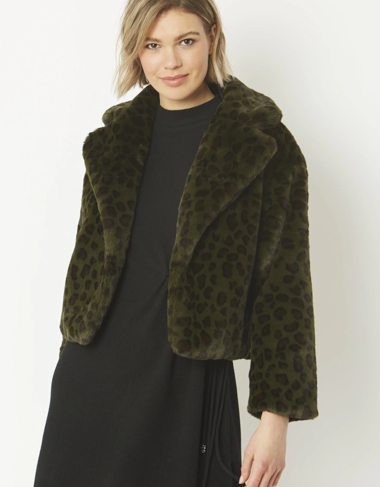 Green Faux Fur Cropped Coat