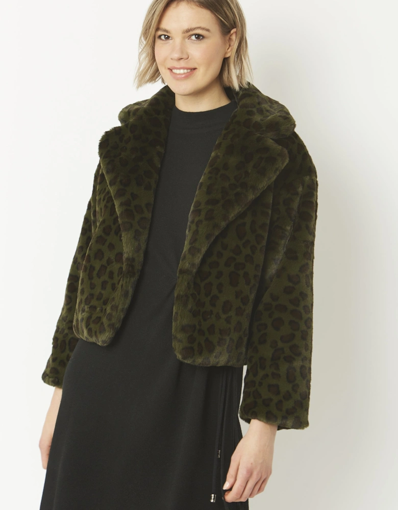 Green Faux Fur Cropped Coat