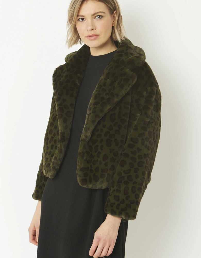 Green Faux Fur Cropped Coat