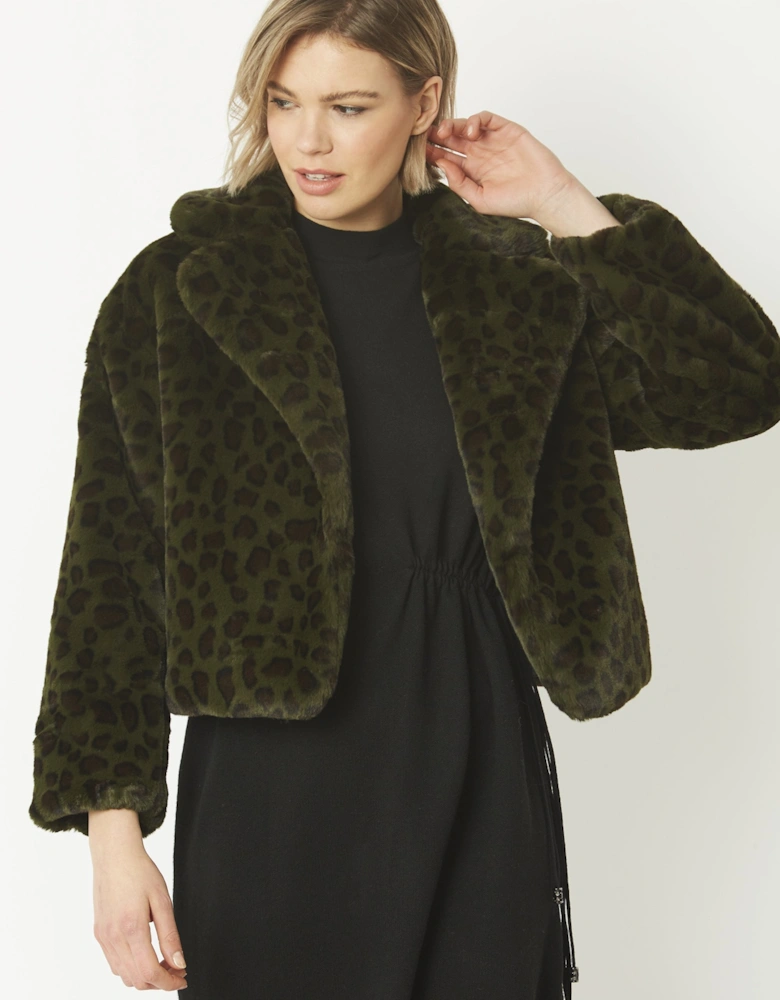 Green Faux Fur Cropped Coat