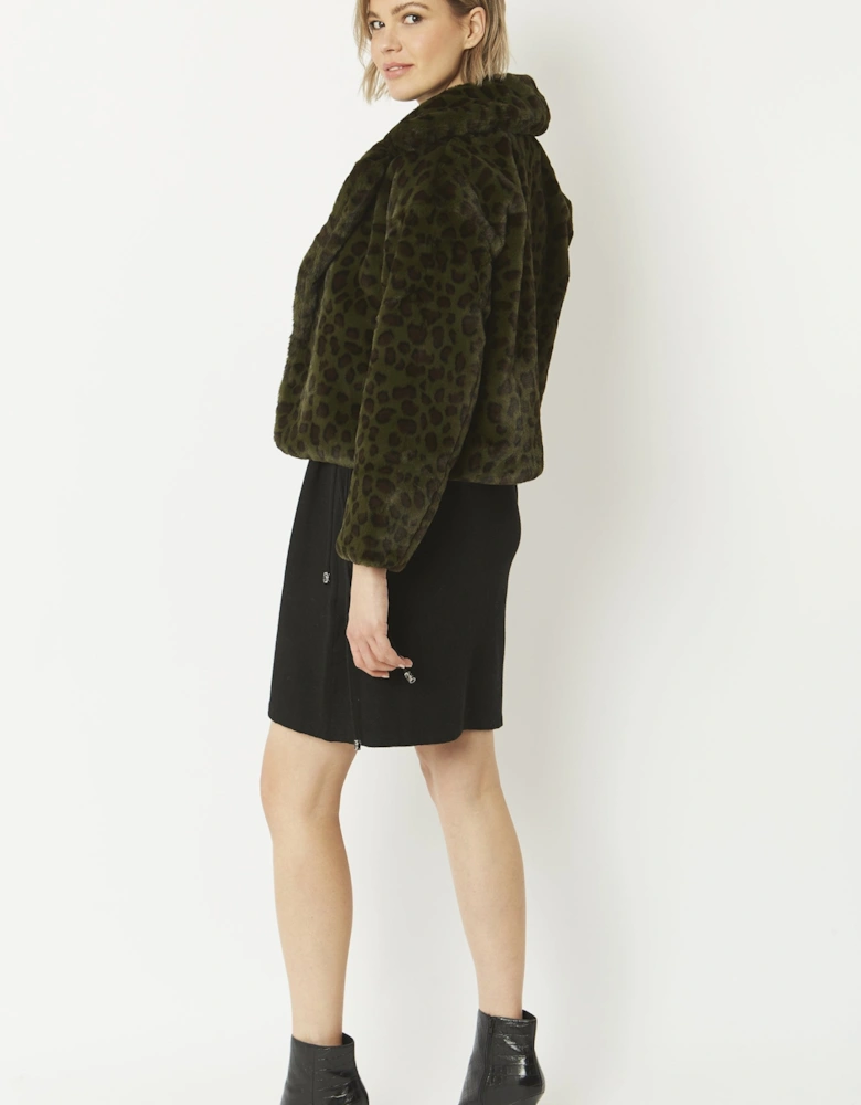 Green Faux Fur Cropped Coat