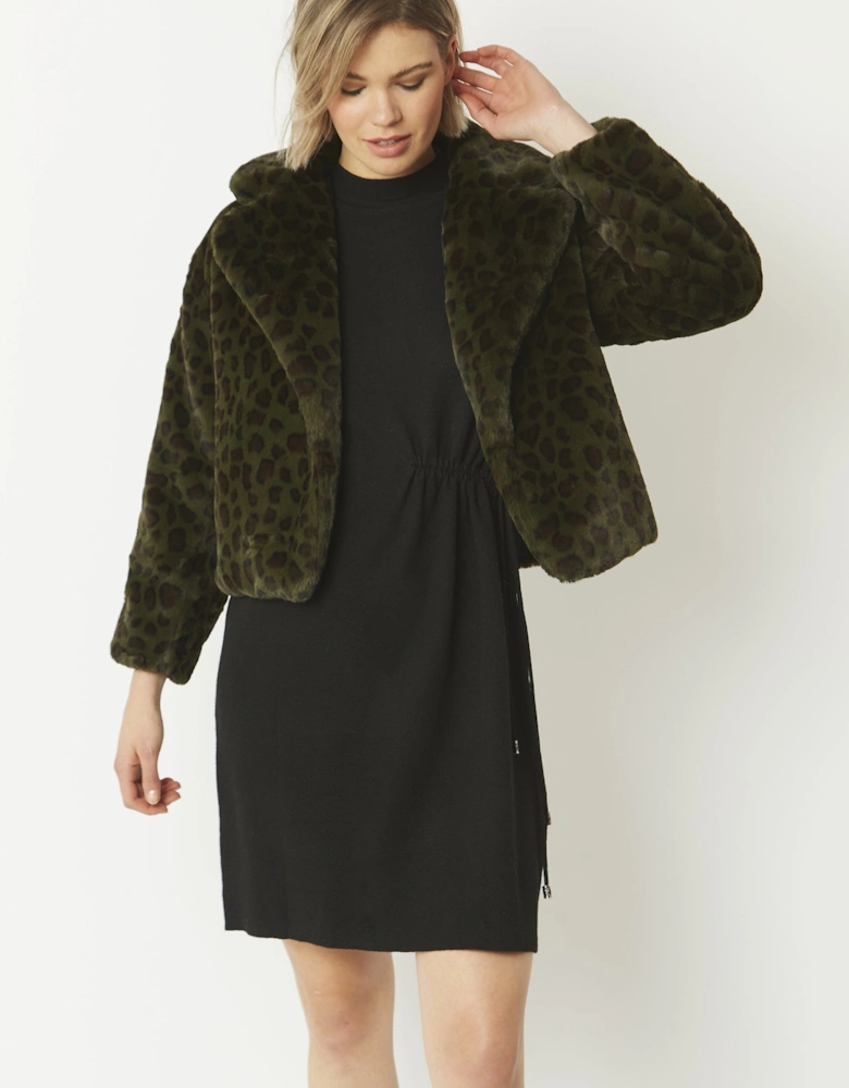Green Faux Fur Cropped Coat
