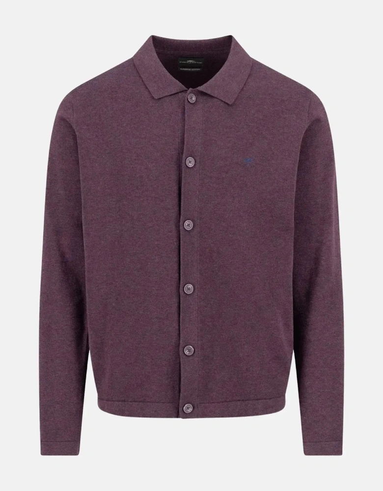 Kent Collar Buttoned Cardigan Aubergine