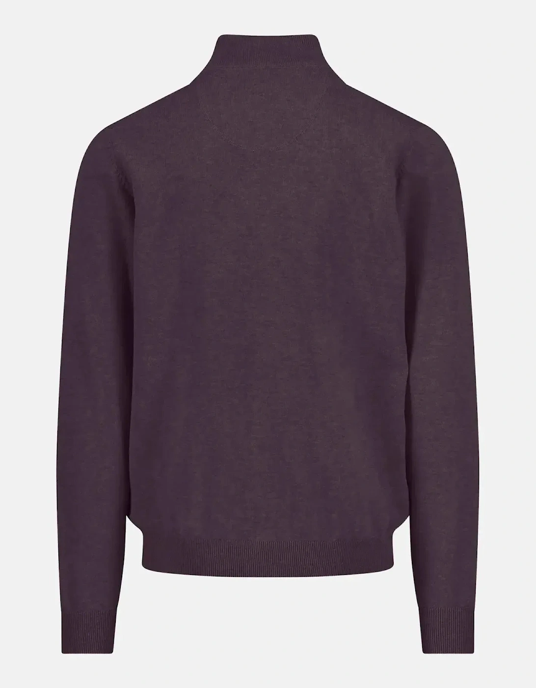 Fine Knit Cotton 1/4 Zip Sweater Aubergine