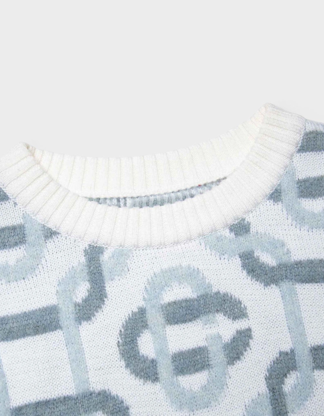 Jacquard Monogram Logo Jumper Grey