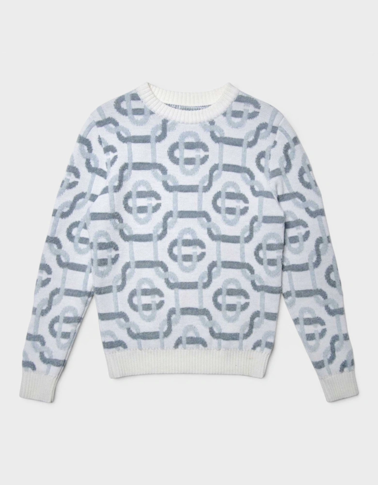Jacquard Monogram Logo Jumper Grey