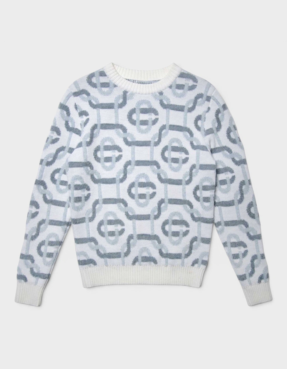 Jacquard Monogram Logo Jumper Grey, 3 of 2