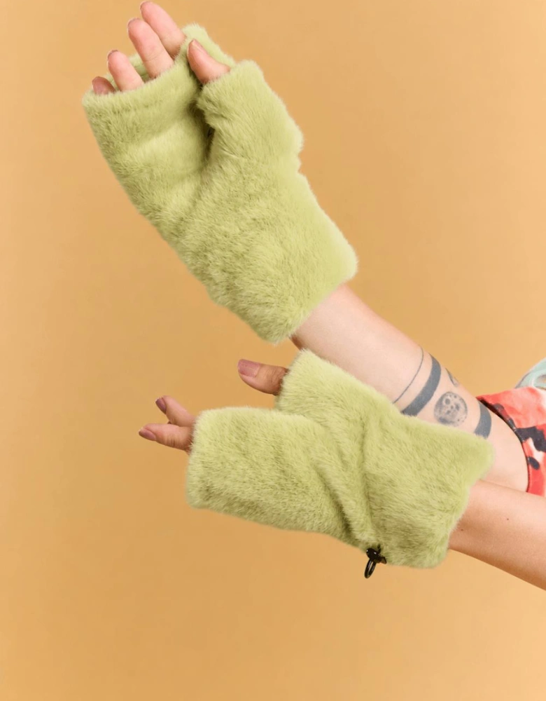 Pear Faux Fur Adjustable Fingerless Gloves