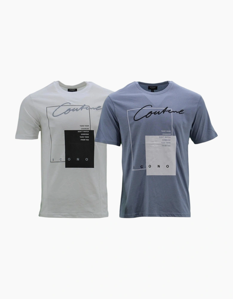 ICONO Mens T Shirts Regular Fit 2 Pack Cotton Tee