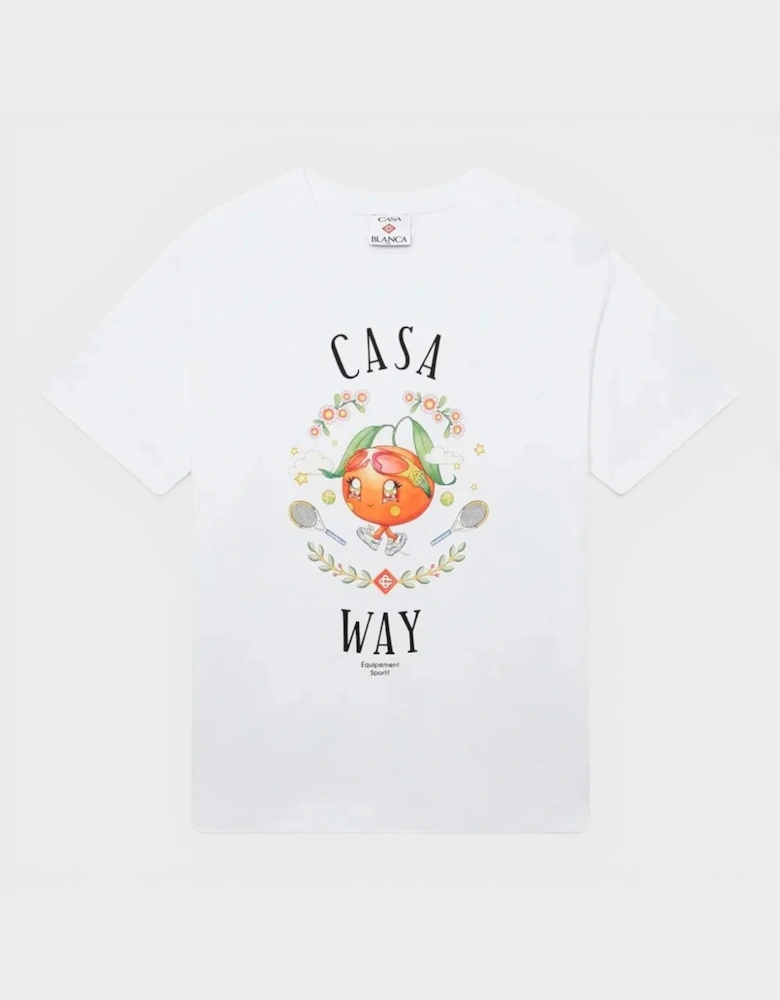 Casa Way Orange Mascot Printed T-Shirt White