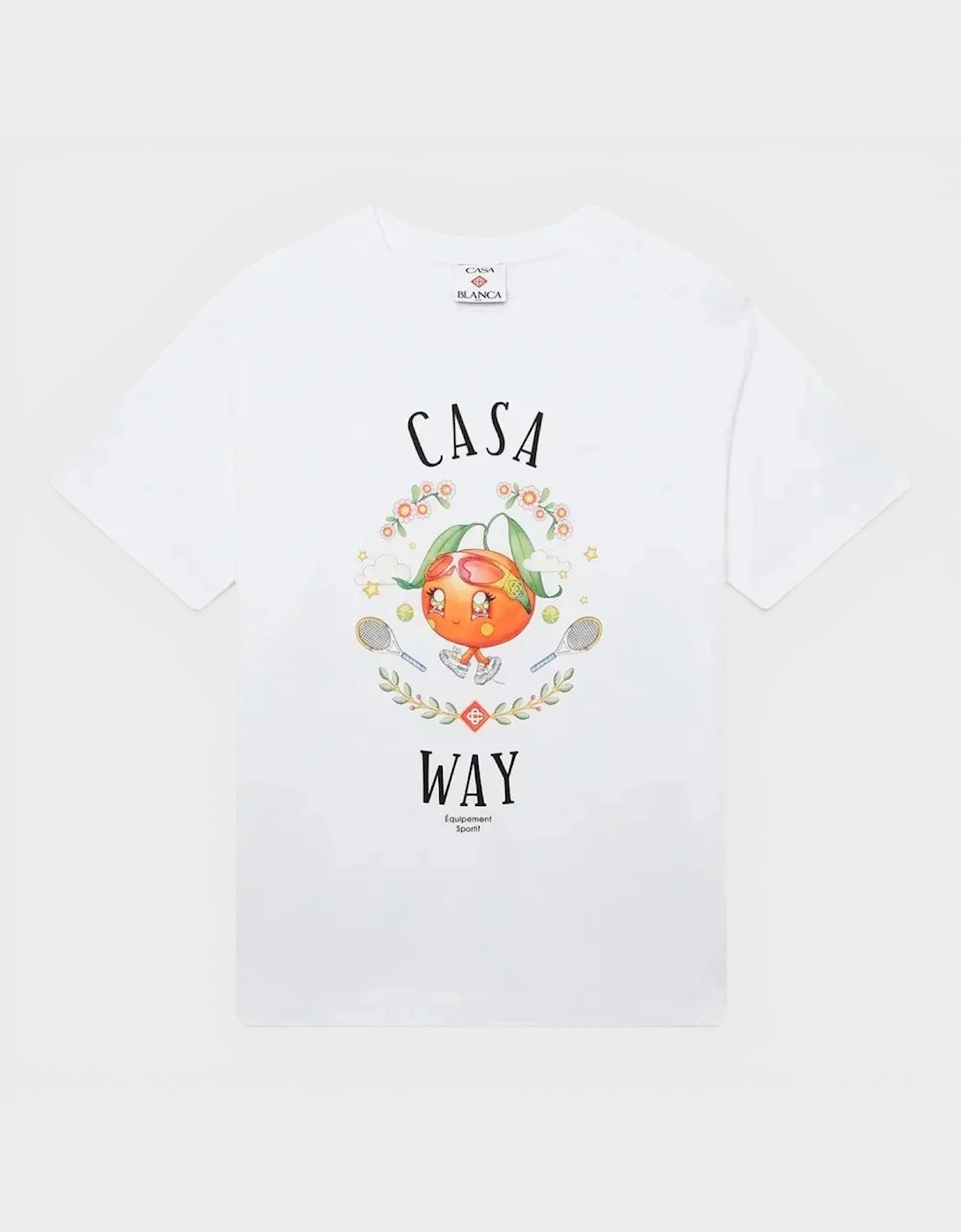 Casablanca Men's White Casa Way Orange Mascot Printed T-Shirt - Size 42