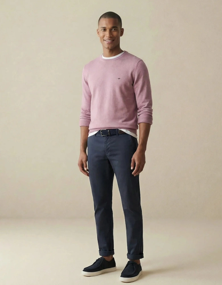 Fine Knit Cotton Crewneck Sweater Magnolia