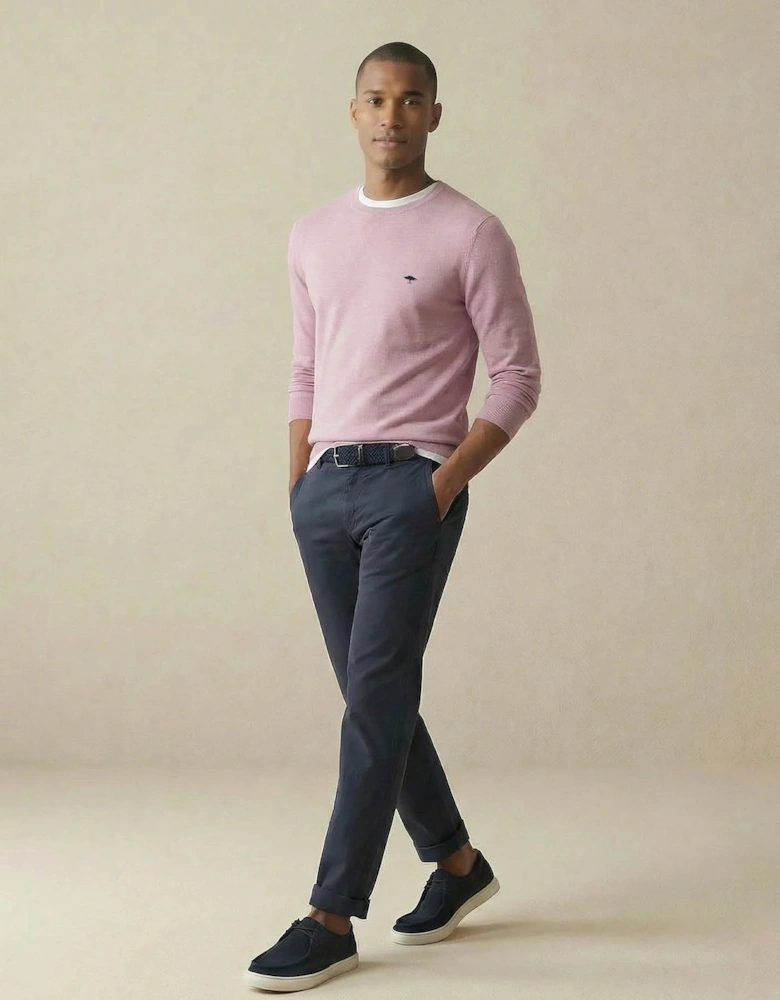 Fine Knit Cotton Crewneck Sweater Magnolia