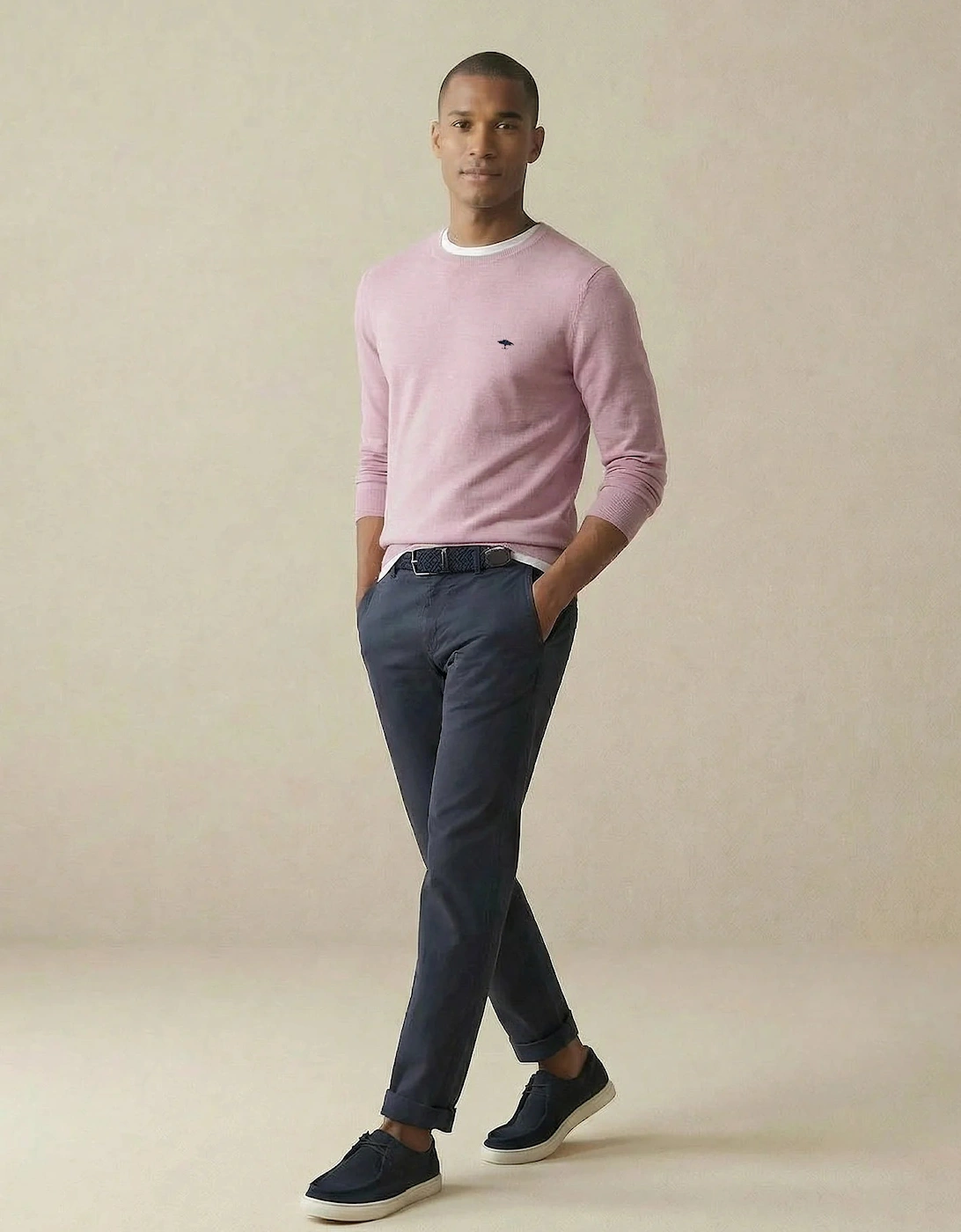 Fine Knit Cotton Crewneck Sweater Magnolia