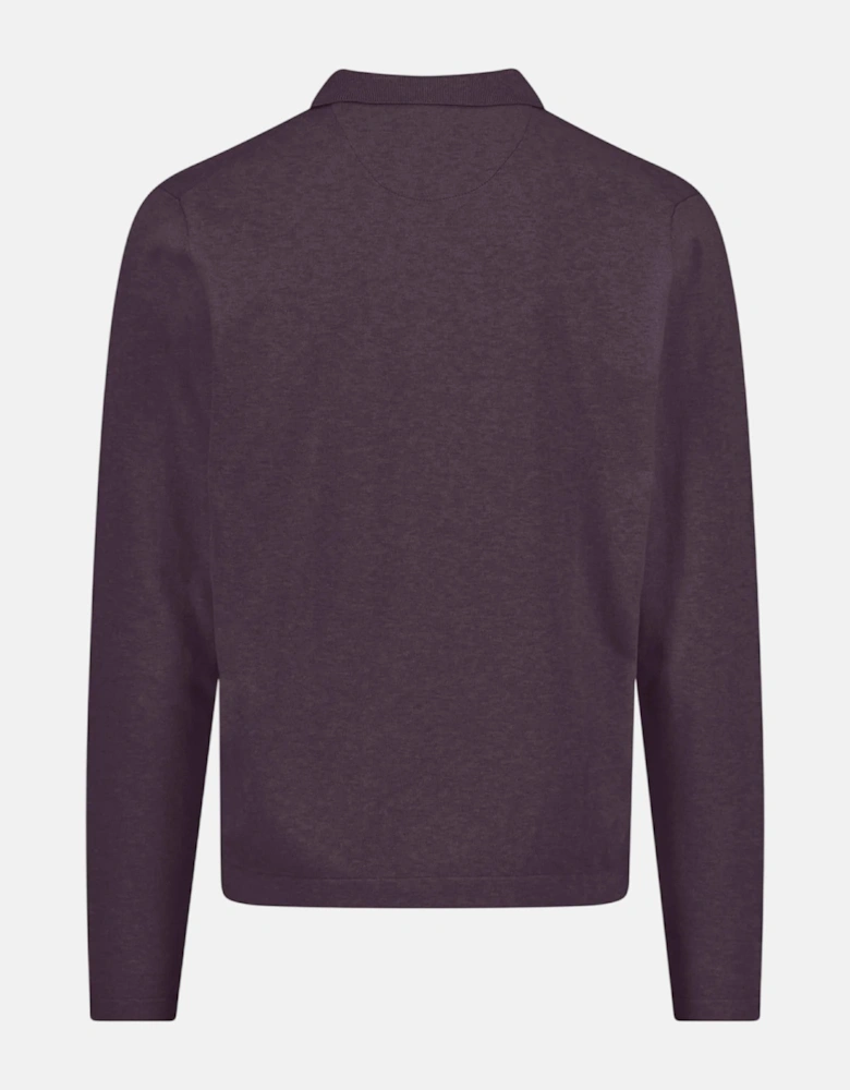 Zip Neck Polo Collar Knit Aubergine
