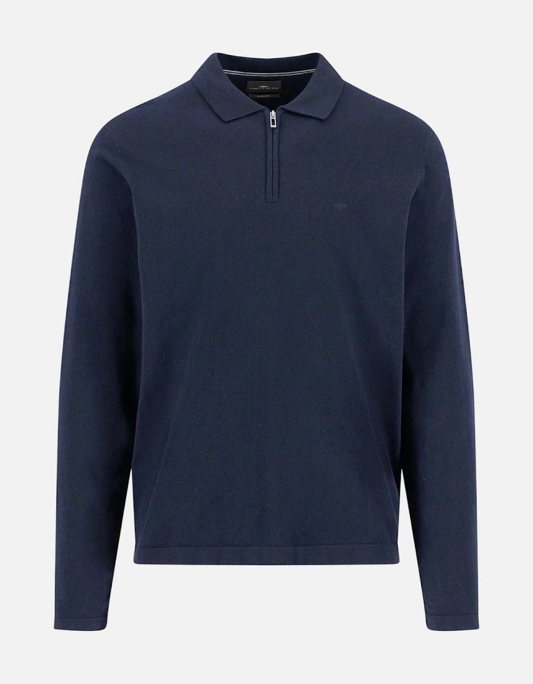 Zip Neck Polo Collar Knit Navy, 6 of 5