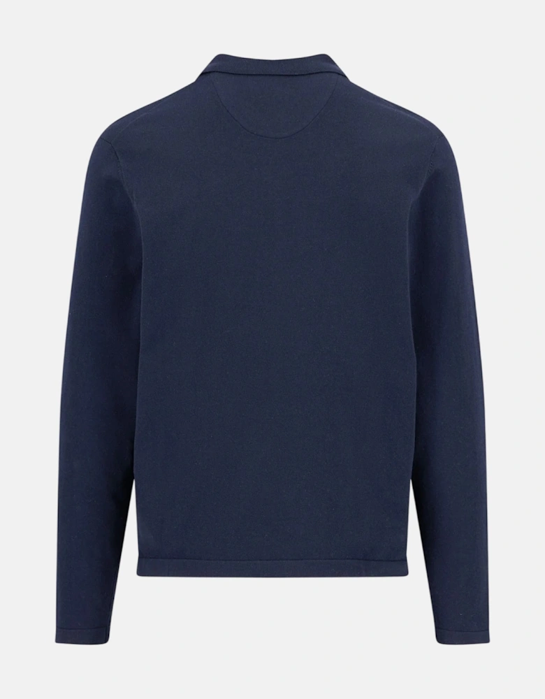 Zip Neck Polo Collar Knit Navy