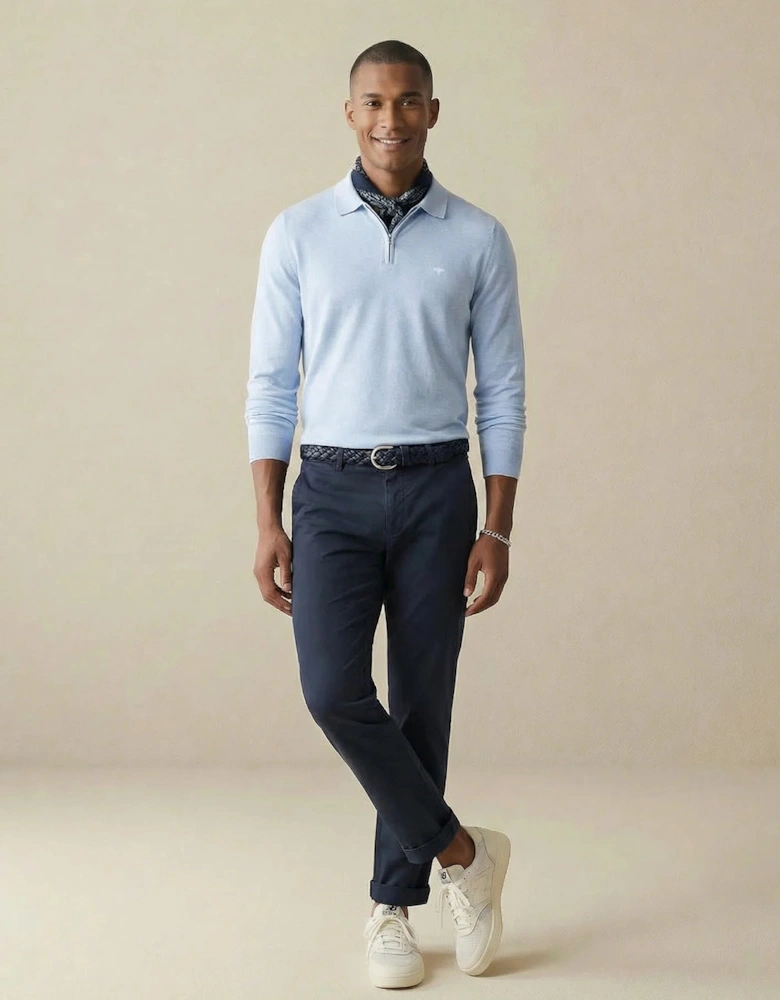 Zip Neck Polo Collar Knit New Breeze