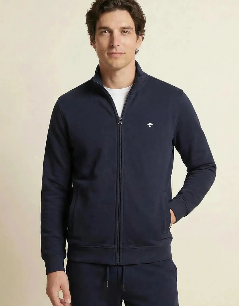 Stand Collar Full Zip Sweatshirt Navy