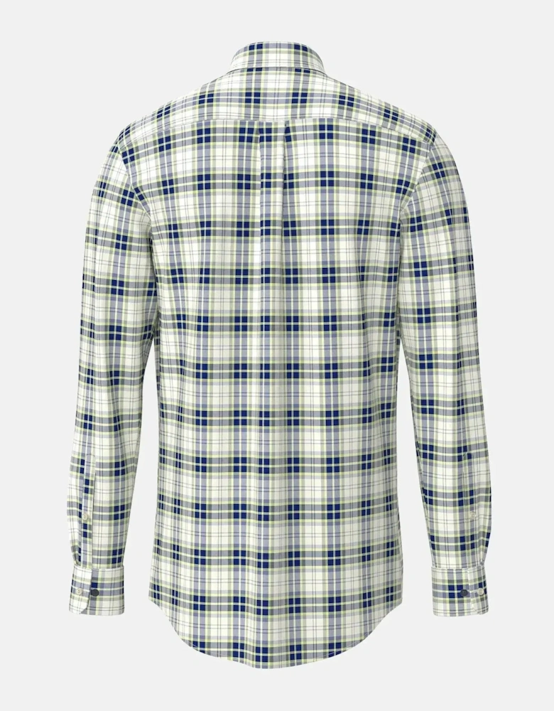 Washed Oxford Check Shirt Harbour Blue