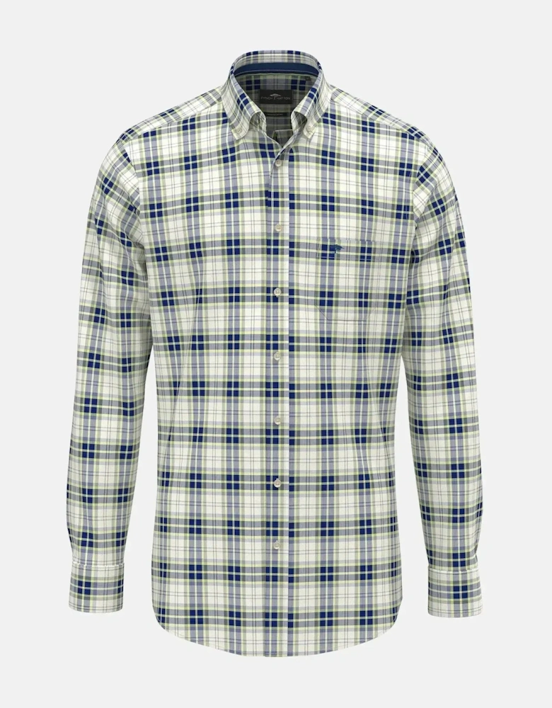 Washed Oxford Check Shirt Harbour Blue