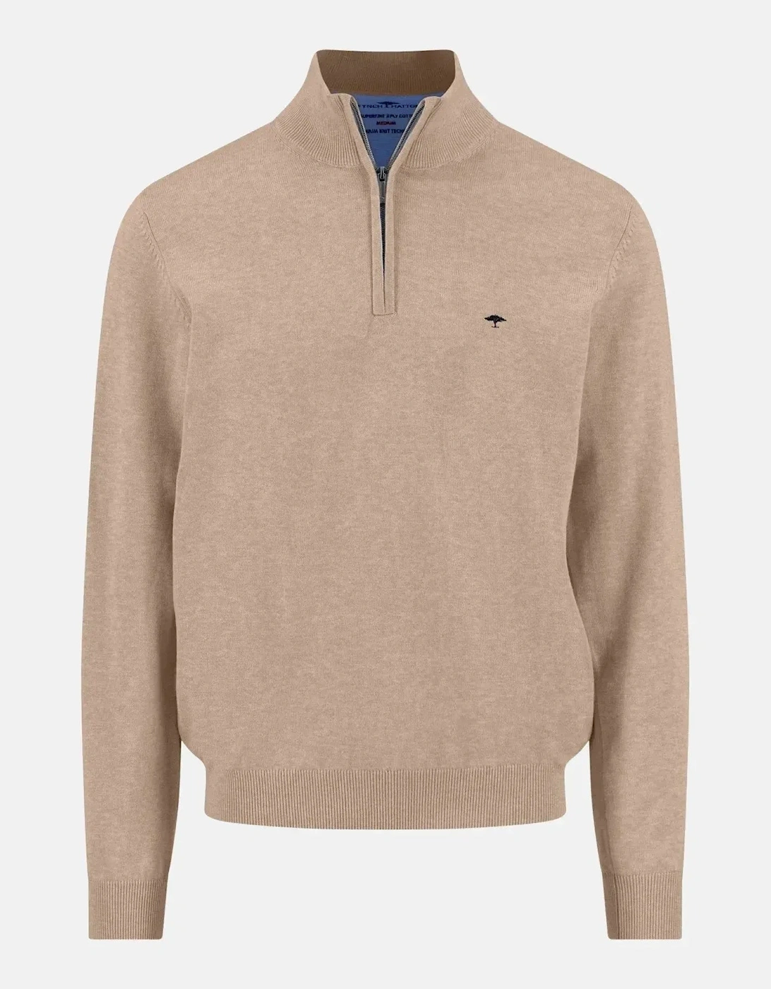 Fine Knit Cotton 1/4 Zip Sweater Taupe, 3 of 2