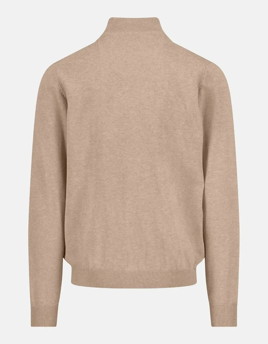 Fine Knit Cotton 1/4 Zip Sweater Taupe