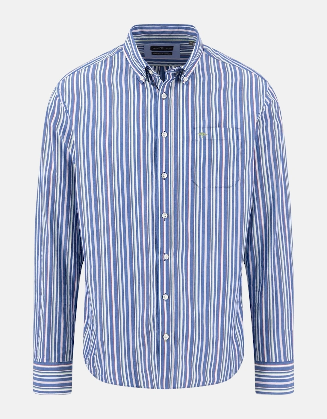 Colourful Poplin Stripe Button Down Shirt Harbour Blue