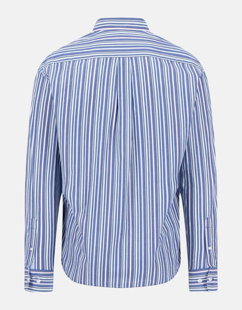 Colourful Poplin Stripe Button Down Shirt Harbour Blue