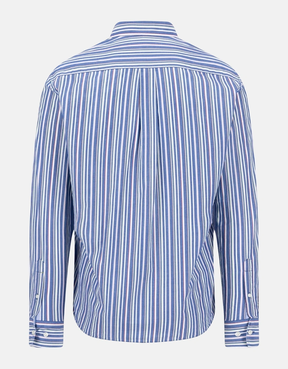Colourful Poplin Stripe Button Down Shirt Harbour Blue