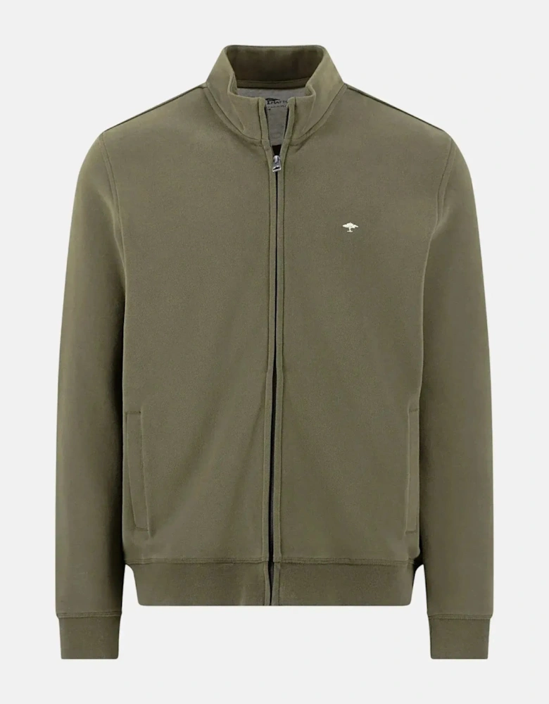 Stand Collar Full Zip Sweatshirt Dark Khaki